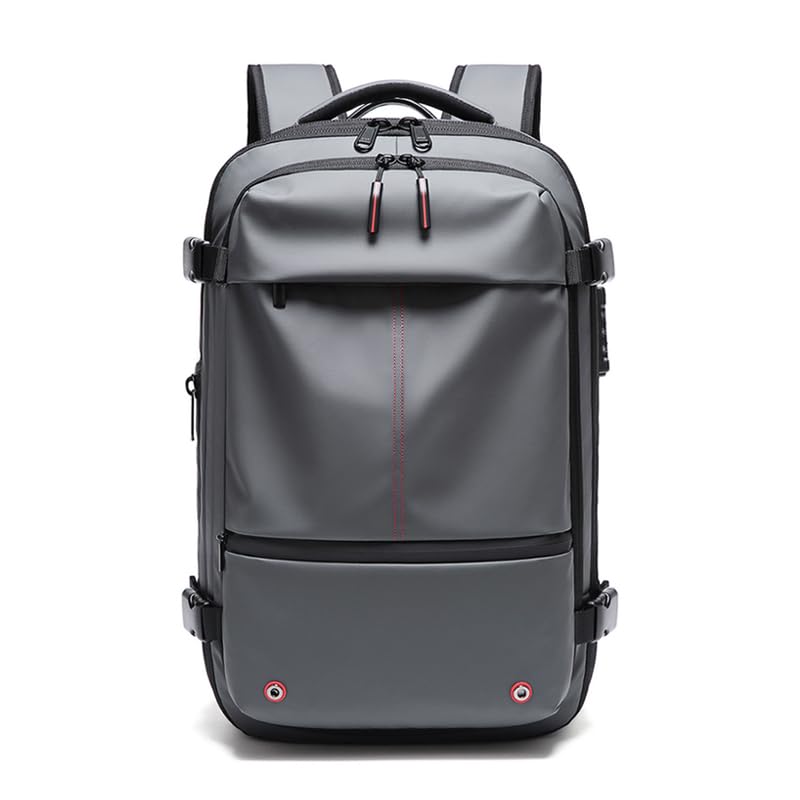 17 Inch Travel Laptop Backpack for Men - Large Capacity Vacuum Compression Business & Hiking Backpack with Extended Storage (Grey) - Perfect for Work Commute, Business Trips & Outdoor Adventures
