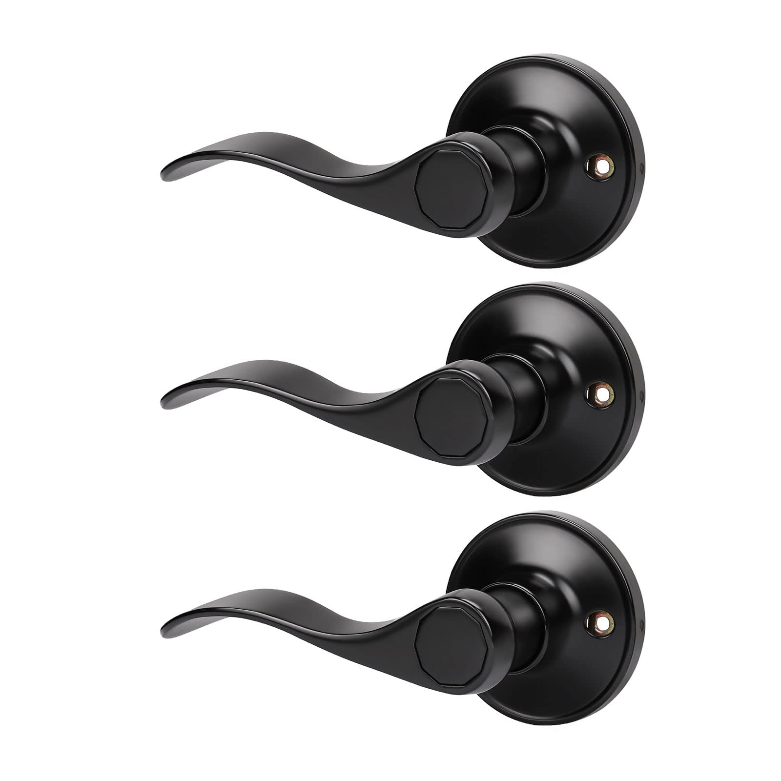 KNOBWELL 3-Pack Black Dummy Door Knobs - Matte Finish for Closet & Interior Doors (Left Hand) - No Lock/Latch