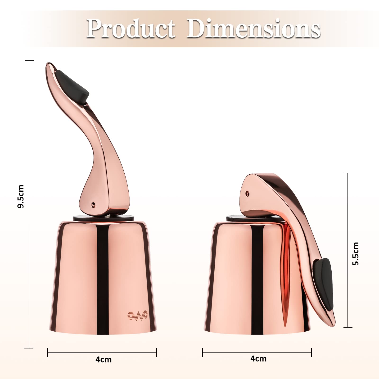 Premium Stainless Steel Wine Bottle Stopper with Silicone Seal - Reusable Wine Saver for Champagne, Sparkling Wine & Red Wine - Airtight Freshness Keeper (Rose Gold, 2 Pack) - Perfect for Parties, Gifts & Home Bars