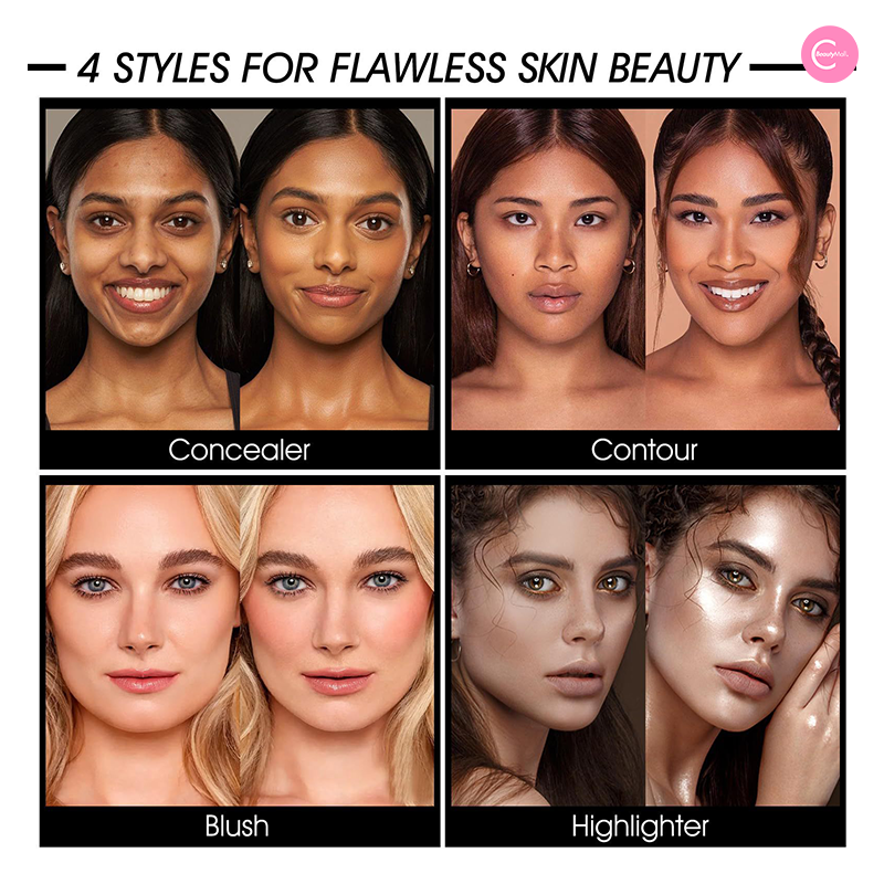 CARLA SECRET 12 Color Blush & Concealer Palette - Creamy Contour, Highlight & Conceal Makeup Kit for All Skin Tones - Perfect for Professional Makeup Artists & Everyday Beauty Looks