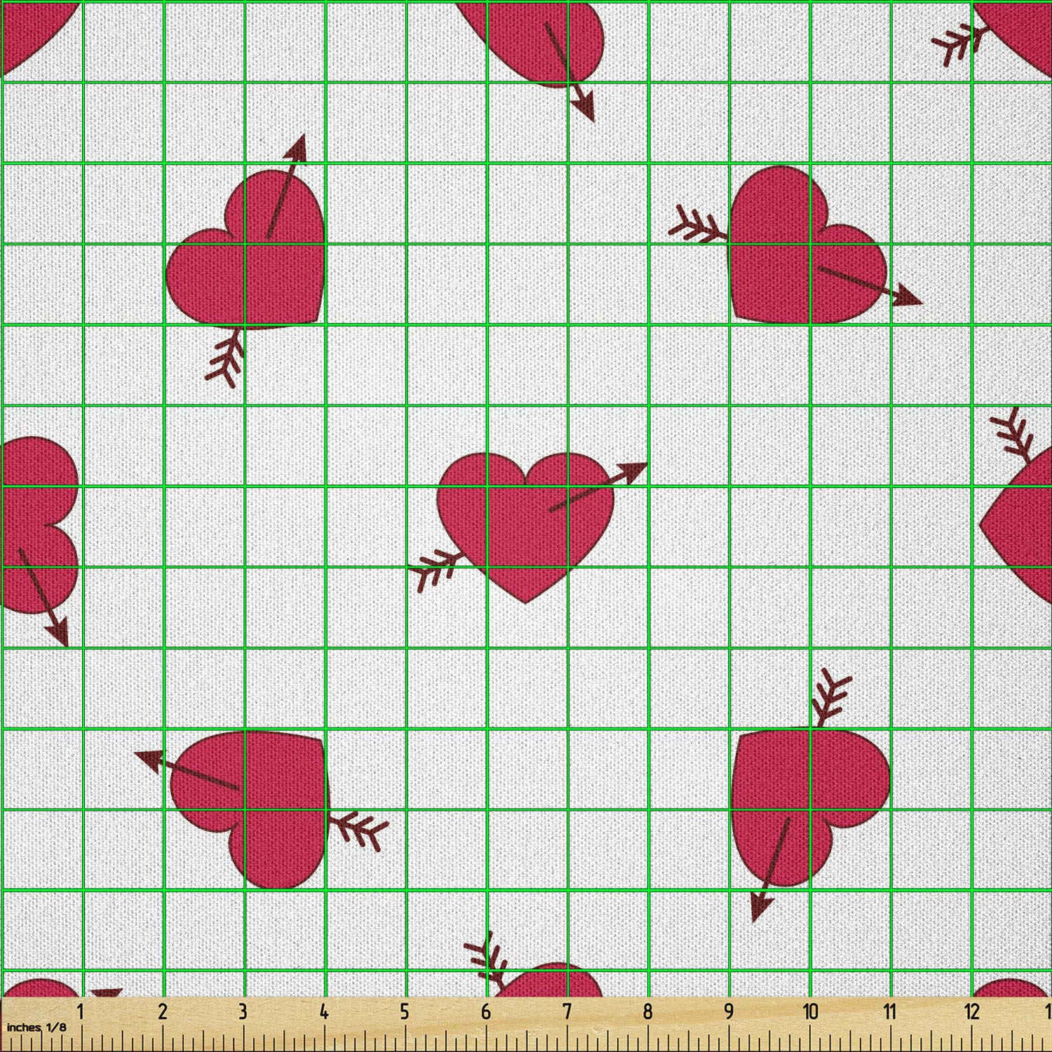 Ambesonne Valentine's Day Fabric by The Yard - Cartoon Hearts with Arrows Love Passion Romance Microfiber Fabric for DIY Crafts, Quilting, Upholstery & Home Decor (10 Yards, Dark Coral Brown White) - Perfect for Valentine's Gifts, Romantic Bedding & Craft Projects
