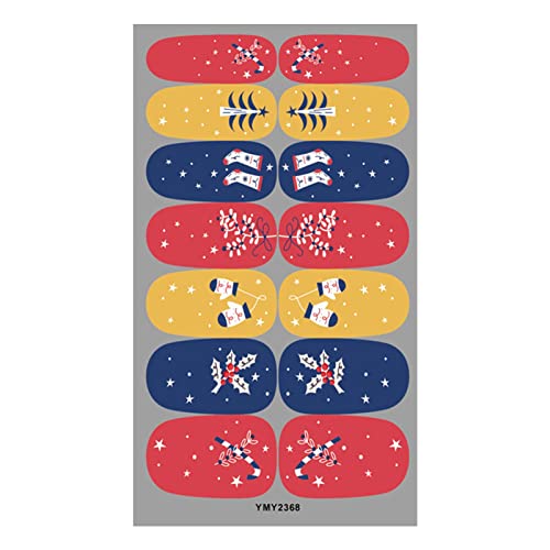 Exquisite 2D Nail Art Stickers for Women - Christmas Nail Design Adhesive Stickers with Beautiful Patterns | Perfect for Nail Salon, Home Manicure & Party Nail Art Accessories