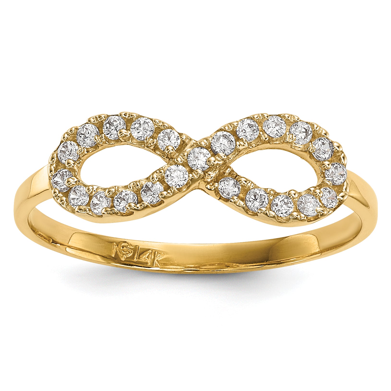 14K Gold Plated Cubic Zirconia Infinity Symbol Ring for Women - Elegant Stackable Dainty Jewelry Gift for Anniversary, Valentine's Day & Everyday Wear