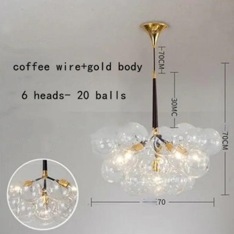 Elegant Transparent Glass Bubble Chandelier - Modern Artistic Lighting Fixture for Dining Room, Living Room & Bedroom Decor