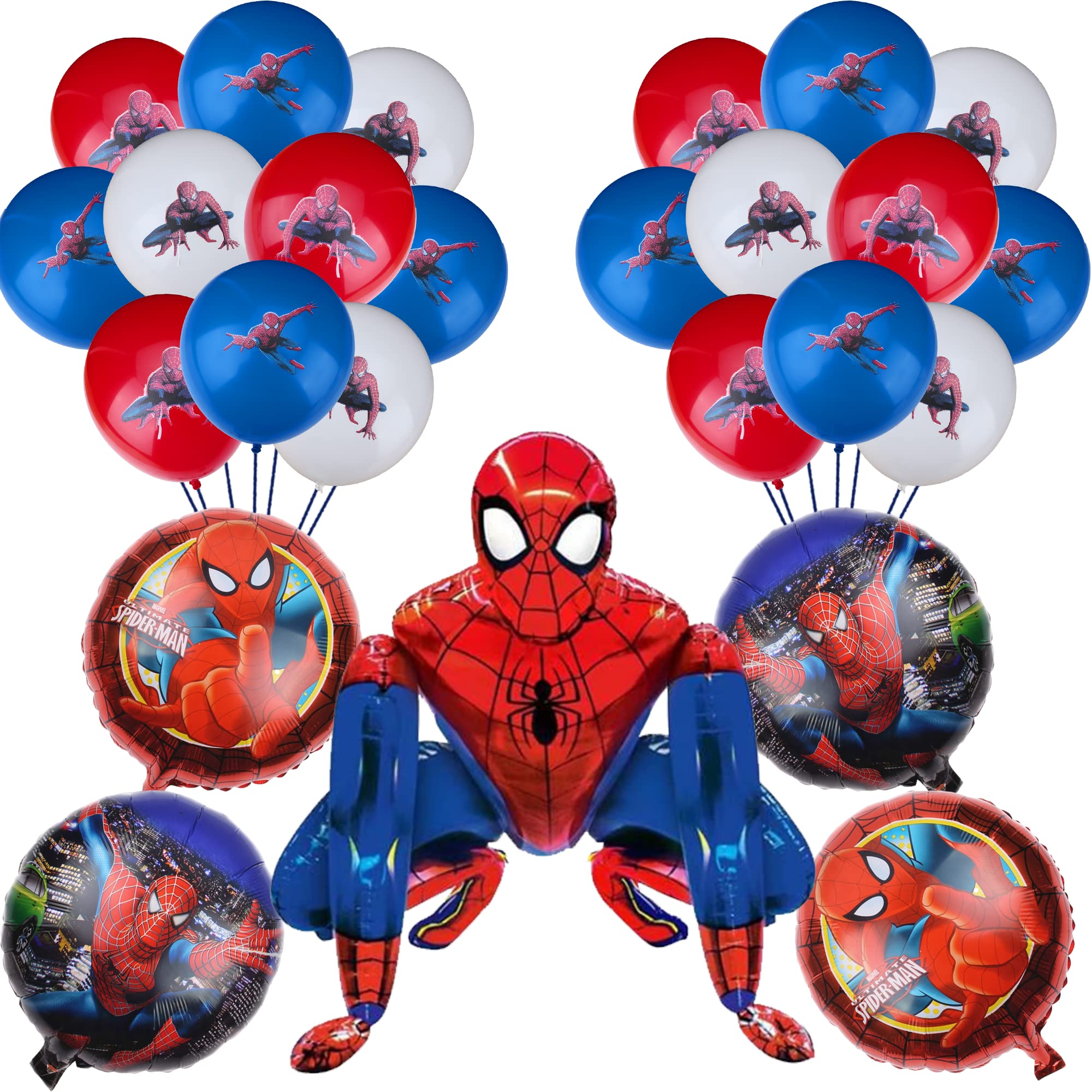 23 Pcs Spiderman Balloon Party Set - Round Foil Balloons & Latex Balloons for Superhero Birthday Party Decorations | Perfect for Boys' Birthday, Comic-Themed Party & Spiderman Fan Events