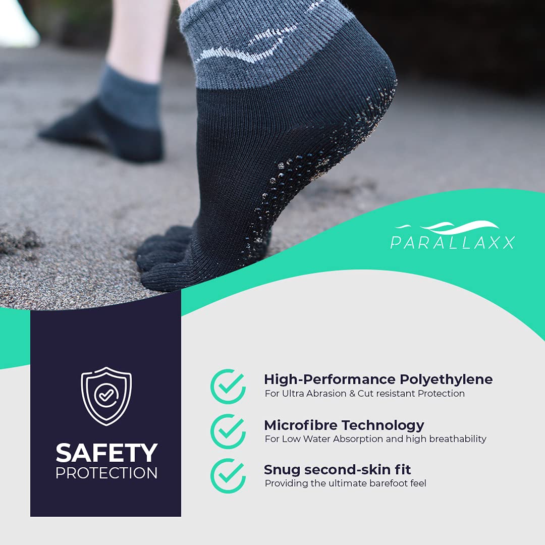 Parallaxx Barefoot Action Socks - Cut Resistant Socks for Foot Protection | Toe Socks for Men & Women | Perfect for Running, Hiking & Outdoor Activities