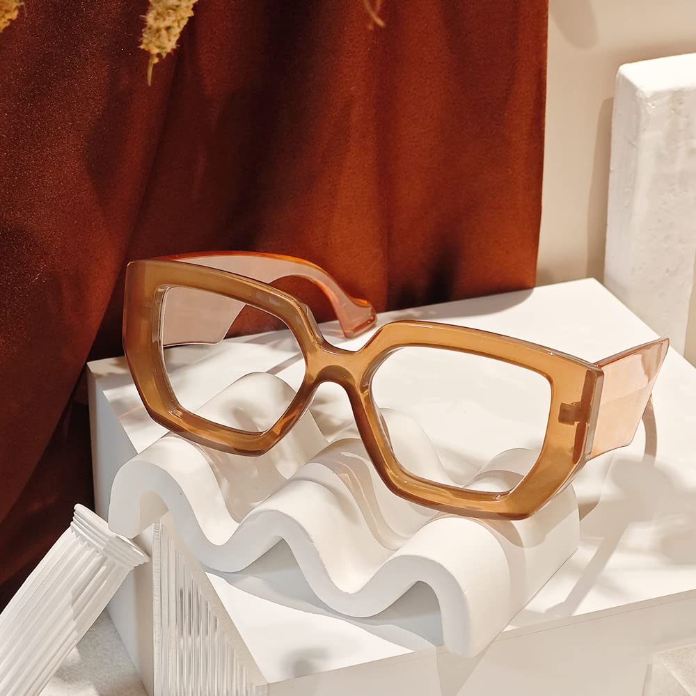Blue Light Blocking Glasses for Women - Oversized Square Thick Frame Computer & Gaming Eyewear - Reduce Eye Strain for Work, Reading & Screen Time (LA022)