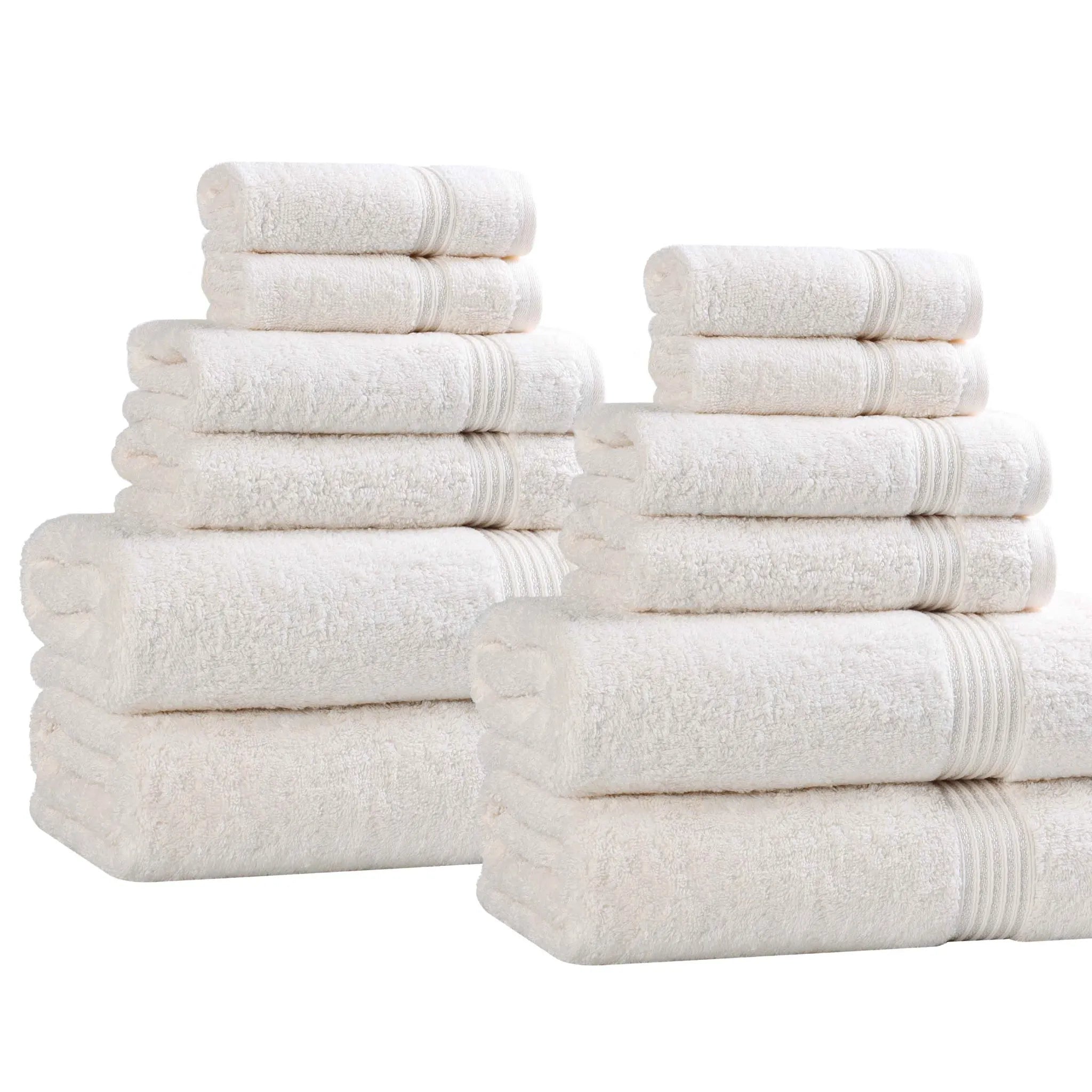 Premium 12-Piece Egyptian Cotton Towel Set - Ultra Soft, Highly Absorbent Bath & Beach Towels for Luxury Spa, Hotel, and Home Use