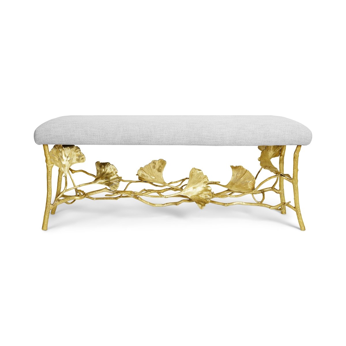 Golden Ginkgo Bench - Outdoor Garden Bench, Patio Furniture for Backyard, Porch, and Lawn - Rust-Resistant Metal Frame with Weatherproof Finish - Perfect for Relaxing and Decorating Outdoor Spaces