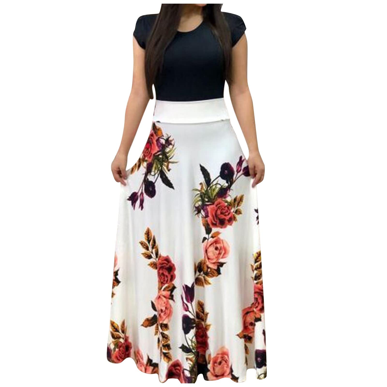 Plus Size Women's Flowy Chiffon Maxi Dress - Casual Kaftan Style Short Dress for Work, Beach & Summer Outings | Simple Black Elegant Design