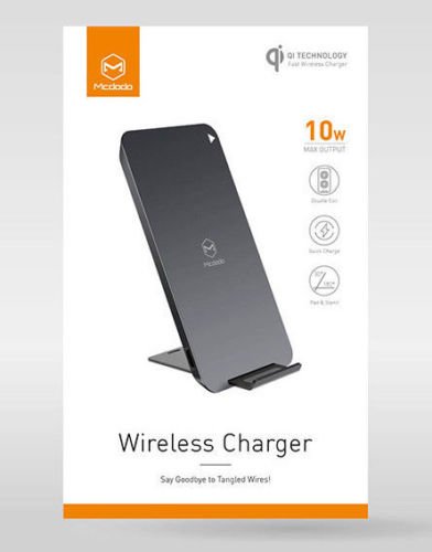 Mcdodo 10W Fast Wireless Charger Stand/Pad - Compatible with iPhone X, 8/8 Plus, Samsung Galaxy S8/S8+/S7/S7 Edge/S6 Edge+, Nexus 5/6/7 & Qi-Enabled Devices | LED Indicator | Fast Charging | Perfect for Home, Office & Nightstand Use (Black)
