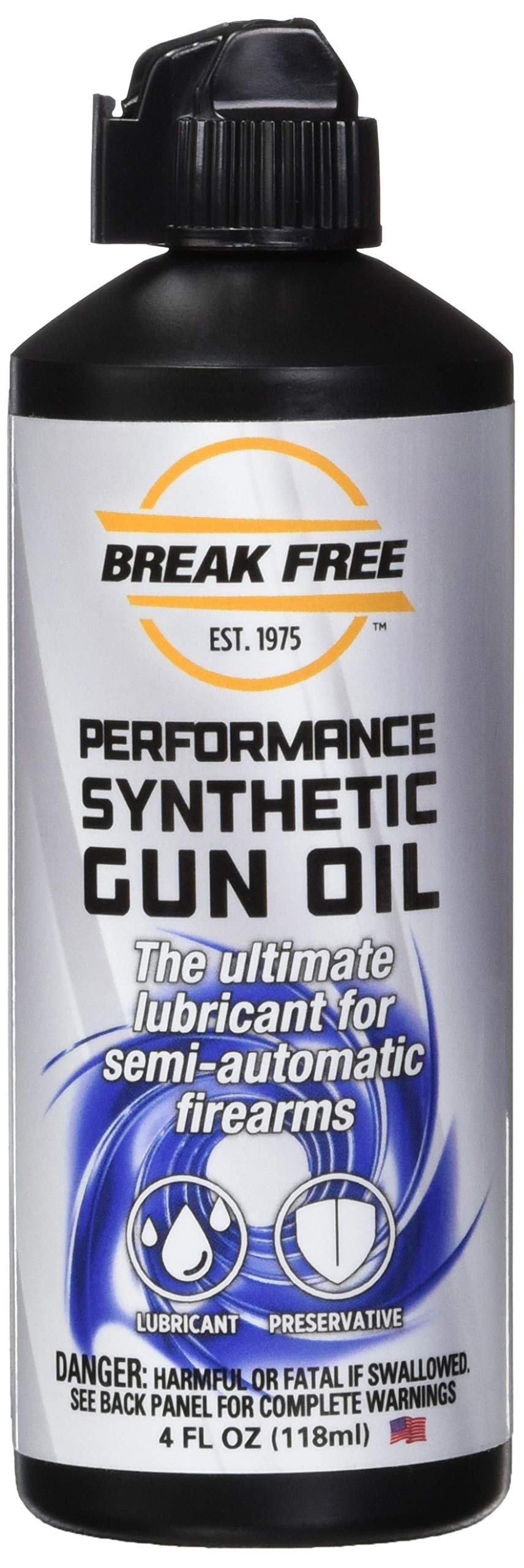 Break Free LP Gun Oil - Synthetic Lubricant & Preservative for Firearms - 4 oz Squeeze Bottle - Ideal for Pistols, Rifles & Shotguns - Long-Lasting Protection & Smooth Performance