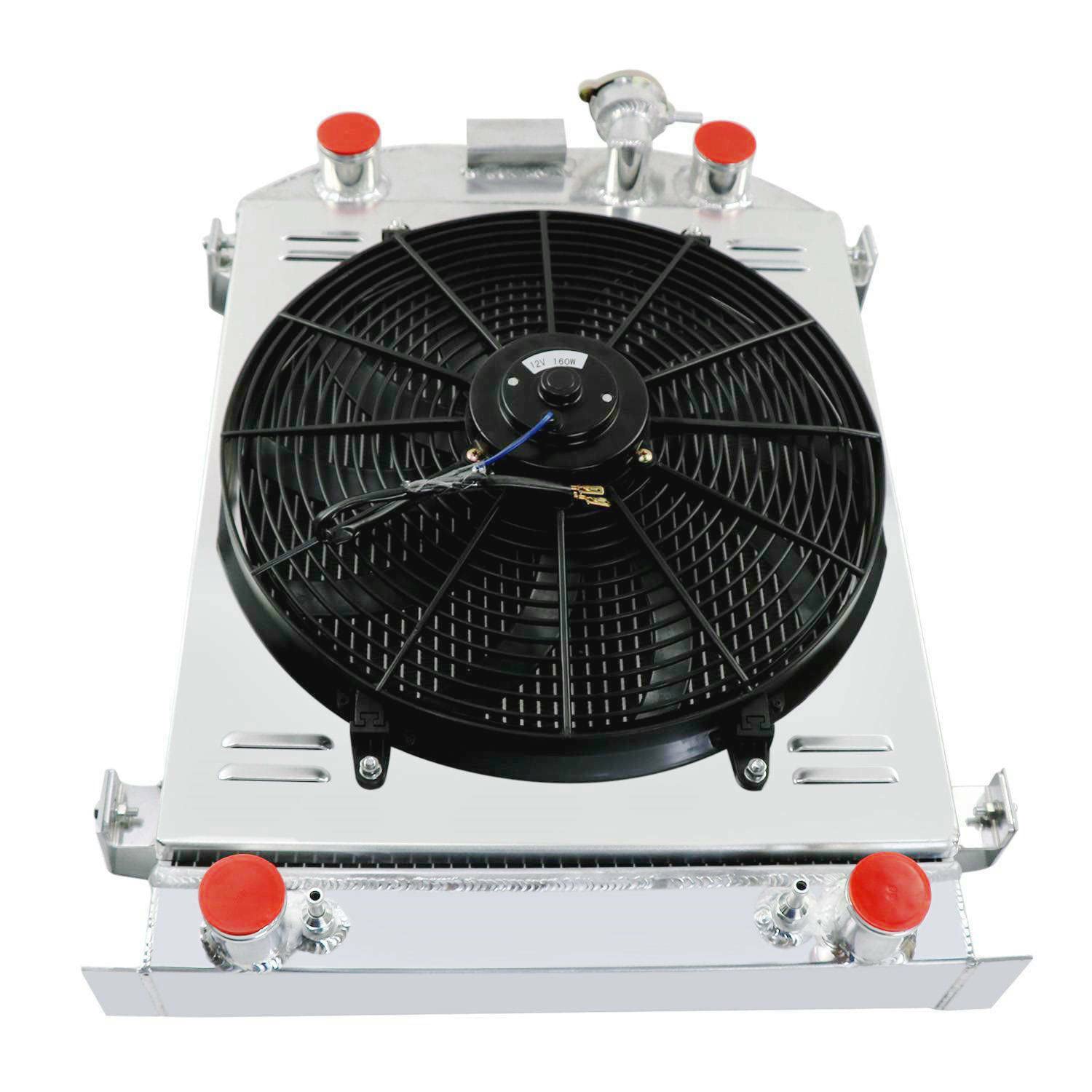 3 Row Aluminum Radiator with Shroud & Fan Kit - Compatible with 1932 Ford Flathead V8 Engine (Stock Height) - Perfect for Classic Car Restoration & Hot Rod Upgrades