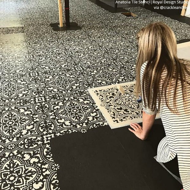 Anatolia Tile Stencil Kit - Reusable DIY Ceramic & Mosaic Tile Painting Template for Home Decor, Bathroom & Kitchen Backsplash - Perfect for DIY Crafts, Wall Art & Floor Designs