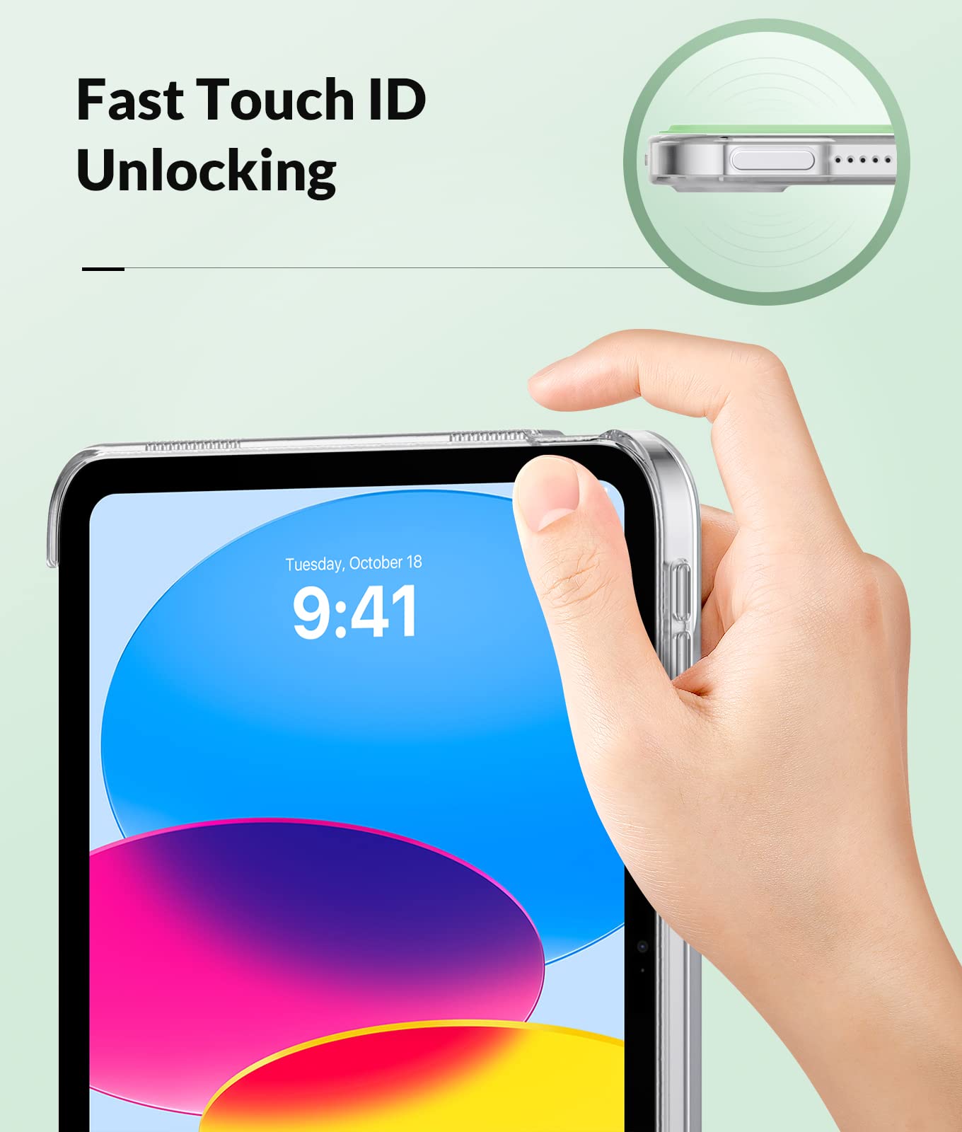 MoKo iPad Case for 11th Gen (2025) & 10th Gen (2022) - Slim Protective Cover with Frosted Translucent TPU Back, Auto Sleep/Wake, Touch ID Compatible - Perfect for Work, School & Travel (Green)