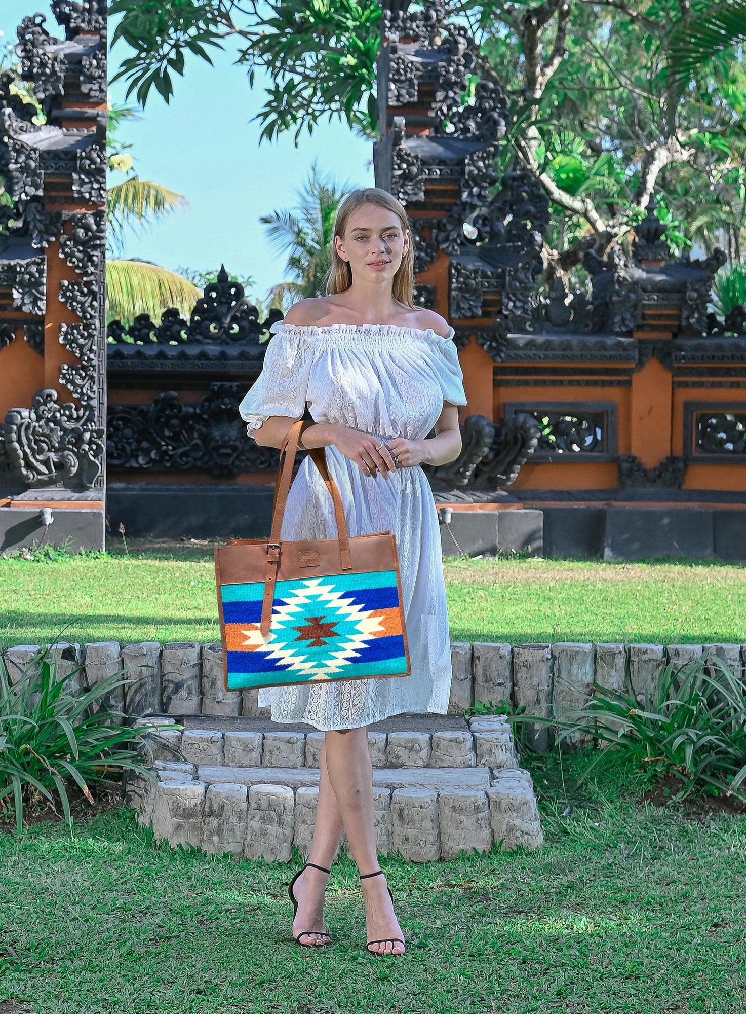 Stylish Leather Tote Bag for Women - Aztec Western Design Handbag - Perfect for Work, Travel & Everyday Use
