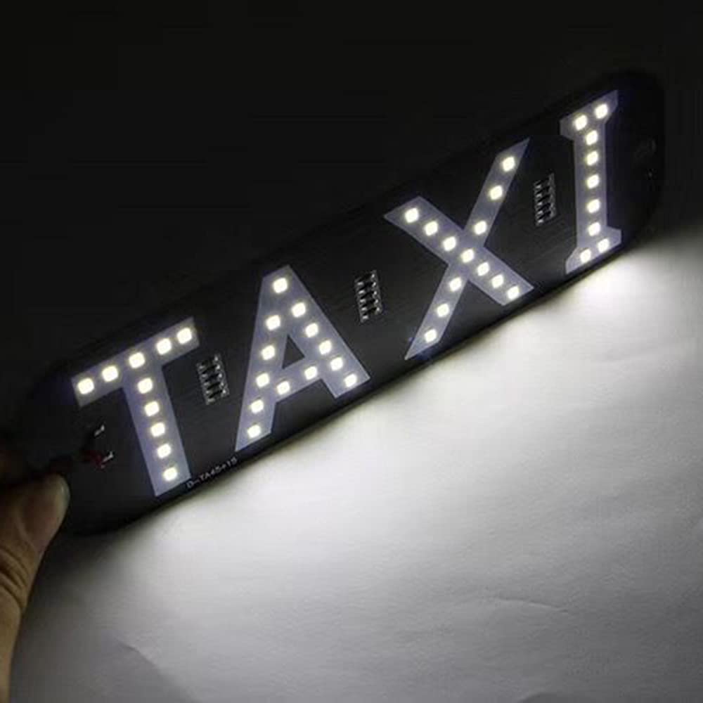 YSY White LED Taxi Light Sign for Car Window - 12V DC Charger & USB Switch - Flashing Hook Decor for Taxi, Uber, Lyft Drivers - Perfect for Night Shifts & Ride-Hailing Services