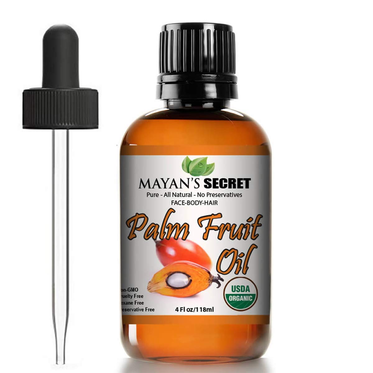USDA Certified Organic Palm Fruit Oil - Refined & Undiluted Cold Pressed by Mayan's Secret | Perfect for Cooking, Skincare & Hair Care