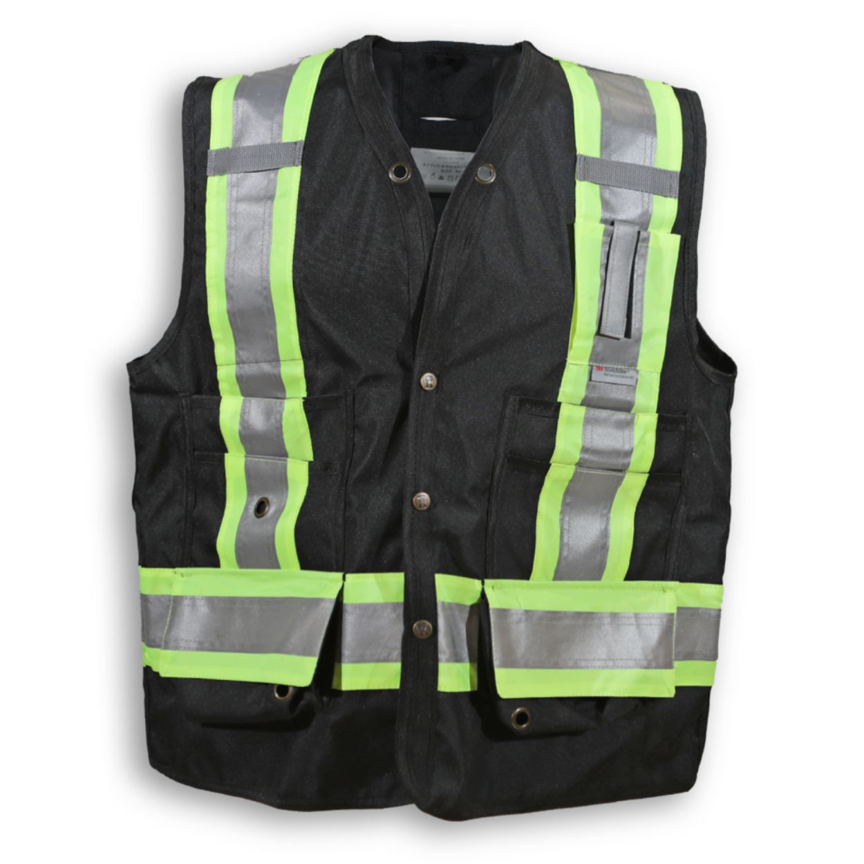 Big K Hi Vis Surveyor's Vest - Black BK402BK | ANSI Certified Safety Vest for Construction & Surveying | High Visibility Workwear for Outdoor Jobs