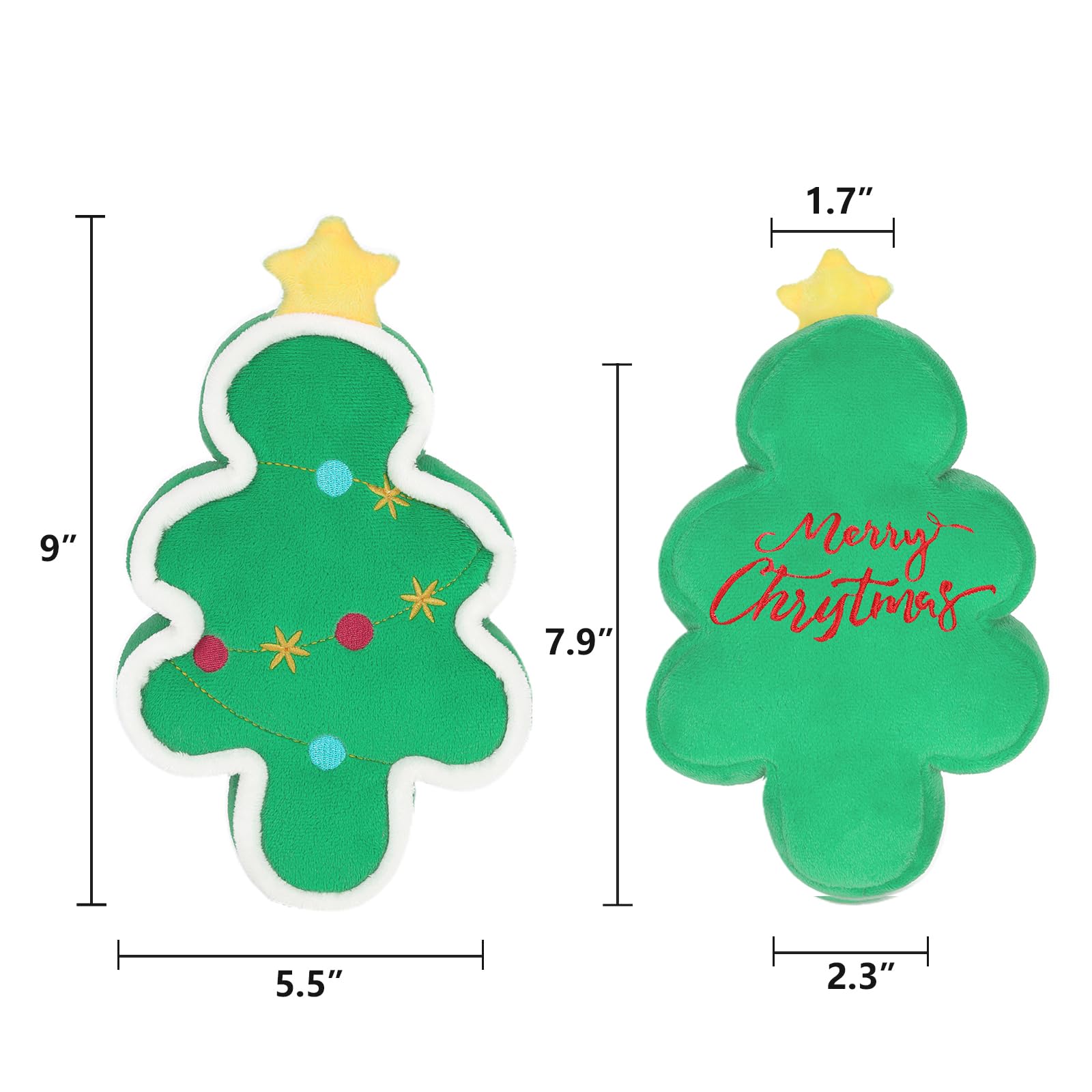 DODODOLA Squeaky Christmas Tree Plush Dog Toy with Crinkle Paper - Chew Resistant Stuffed Animal Gift for Large & Medium Dogs - Holiday Playtime & Training Reward