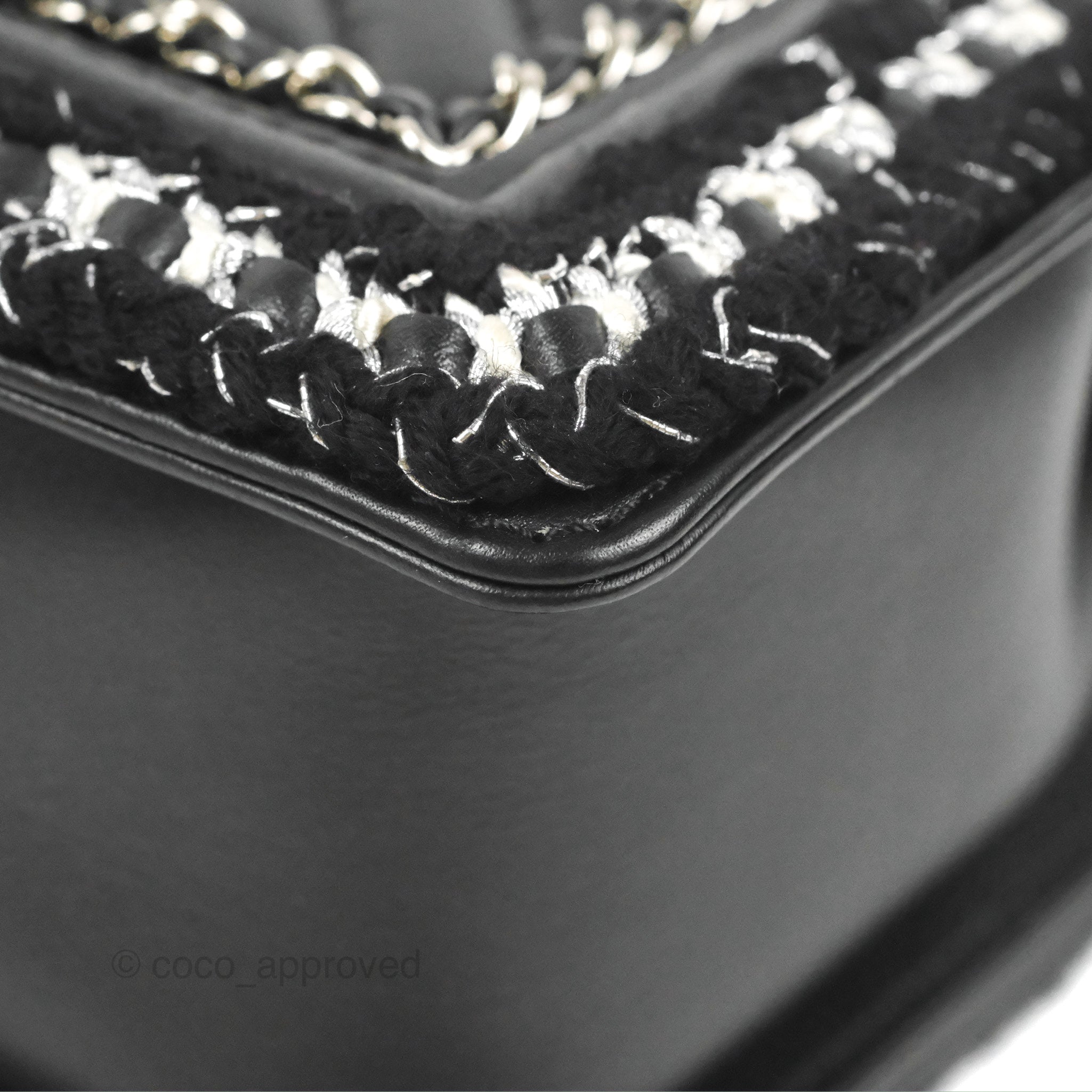 Chanel Chevron Braid Around Chain Boy Bag - Black Calfskin Leather with Silver Hardware | Luxury Crossbody Bag for Women, Perfect for Date Night & Evening Events