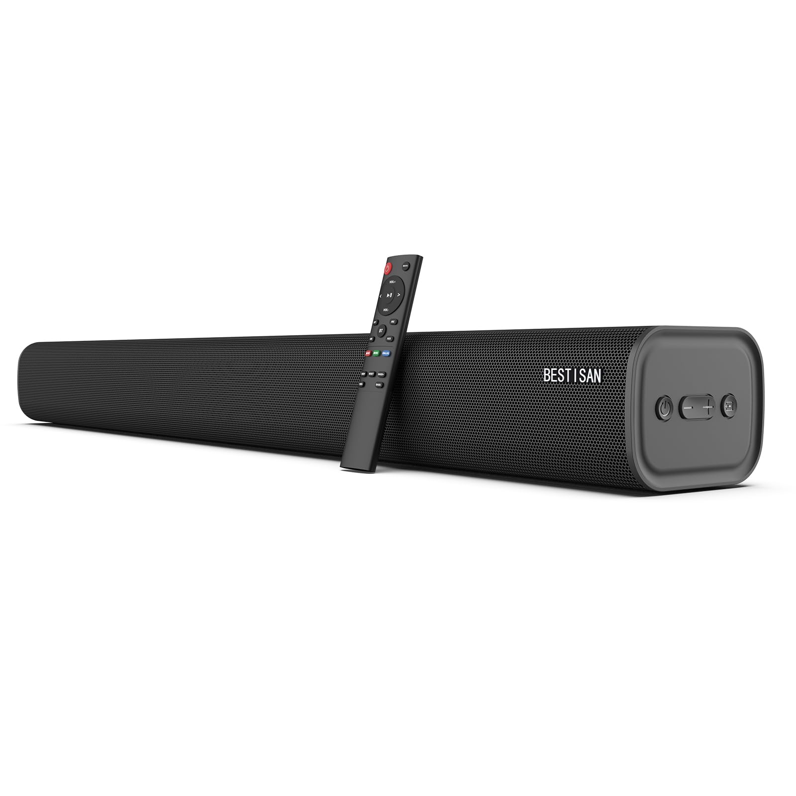 BESTISAN 28 Inch Sound Bar for TV - Bluetooth 5.0 Wired & Wireless Speaker with HDMI/Optical/Aux/RCA/USB, 3 EQ Modes, Remote Control, Wall Mountable - Perfect for Home Theater, Gaming & Movie Nights