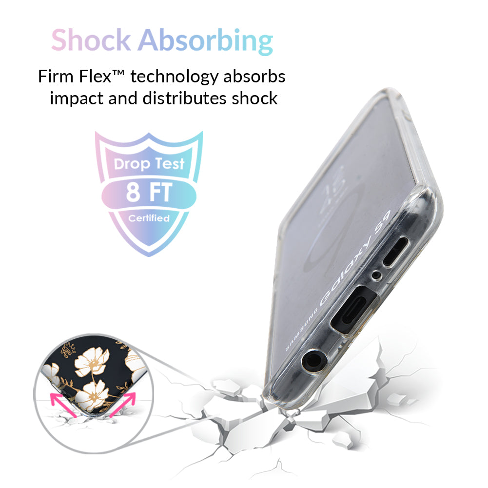 Elegant White and Gold Floral Clear Samsung Phone Case - Perfect for Galaxy S21/S20/Note 20 Ultra - Slim Protective Cover with Floral Design for Everyday Use & Special Occasions