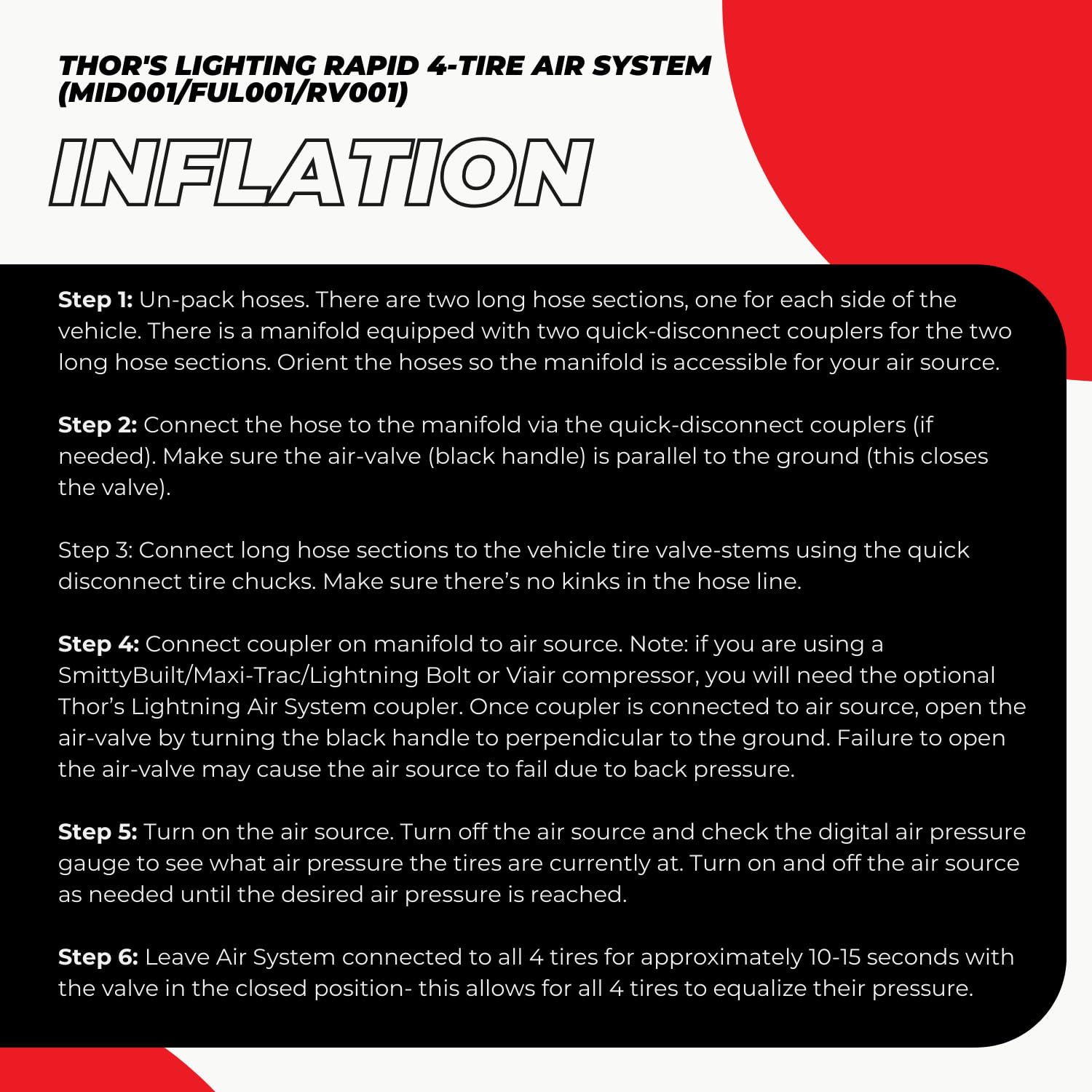 Thor's Lightning Rapid 2-Tire Air Inflation & Deflation System with APEX RPV Lock-On Air Chucks - Short Stem in Candy Blue | Fast Tire Pressure Adjustment for Off-Road Vehicles, ATVs & Motorcycles