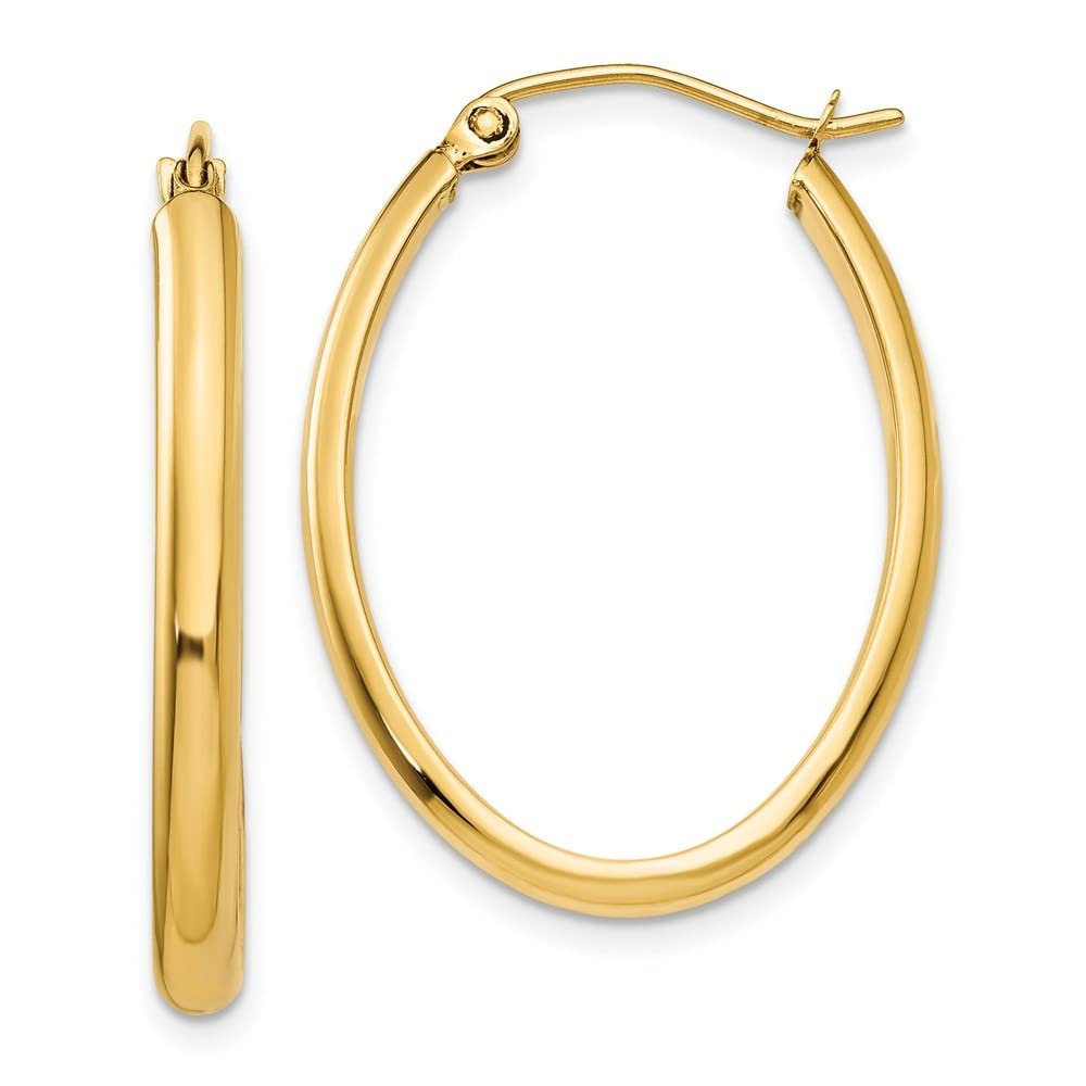 14K Yellow Gold 3mm Oval Hoop Earrings for Women | Diamond2Deal Fine Jewelry | Everyday Wear, Gift for Her, Wedding & Special Occasions