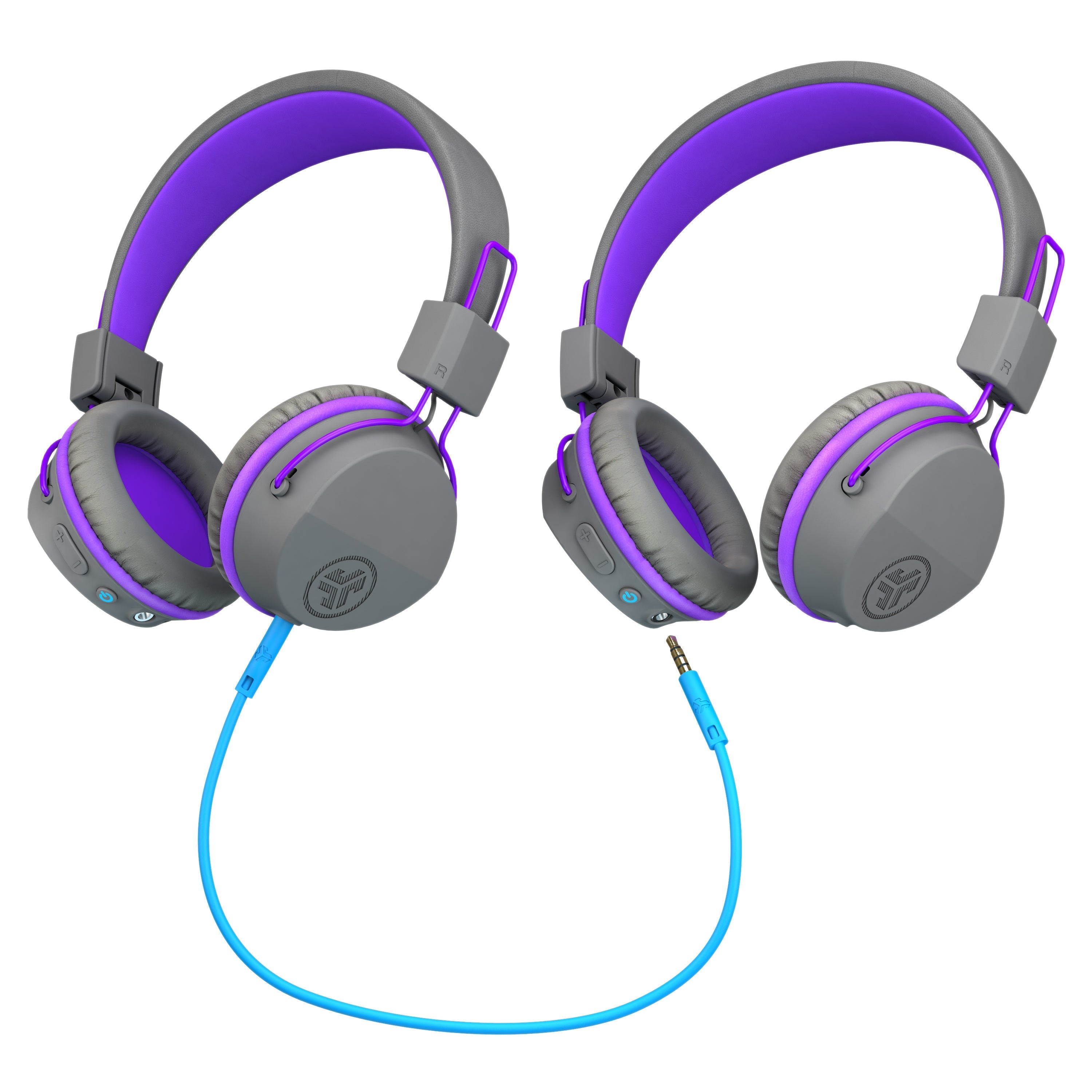 JBuddies Studio Wireless Kids Headphones - Graphite/Purple | Safe Volume Limiting | Comfortable for School, Travel & Home Use