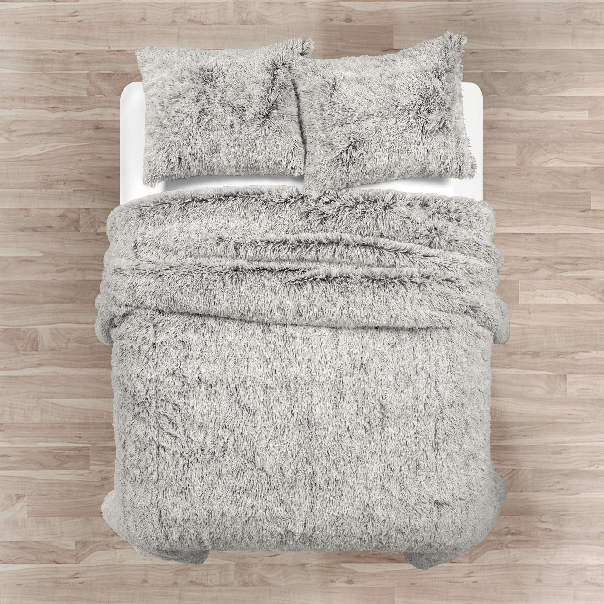 Emma Cozy Ultra Soft Two Tone Faux Fur Comforter Set - King Size Bedding with Pillow Shams - Luxury Winter Warm Comforter for Bedroom Decor & Cozy Nights