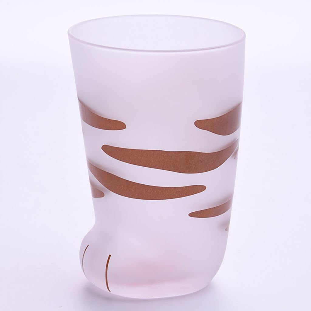 CHDHALTD 300ml Creative Cat Claw Coffee Mug - Frosted Glass Cup for Milk, Tea & Breakfast - Unique Home & Office Drinking Cup (Brown) - Perfect for Cat Lovers, Gifts & Daily Use