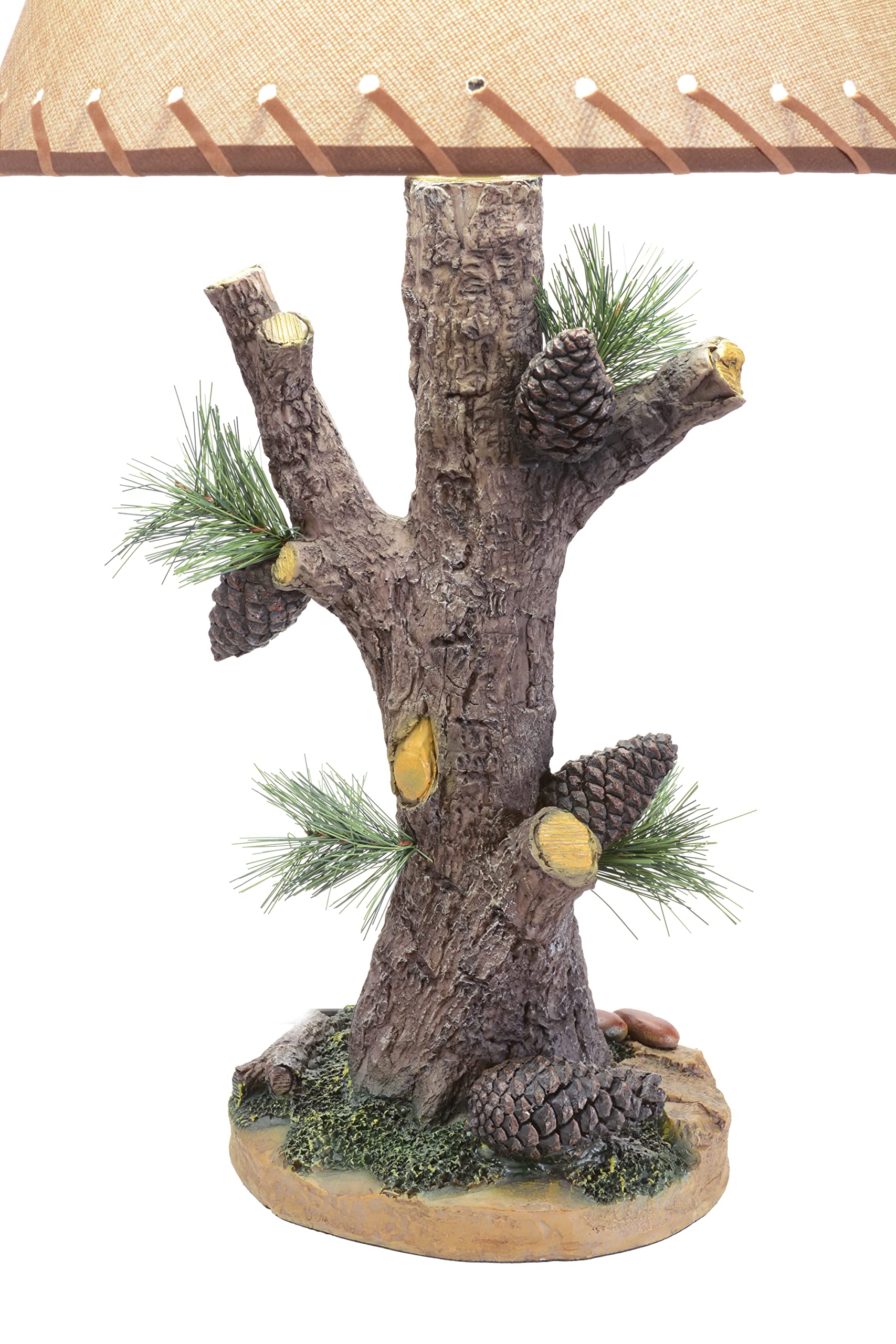 BLACK FOREST DECOR Woodlands Pinecone Table Lamp with Laced Shade - Rustic Lodge Decor for Cabin, Bedroom & Living Room - Cozy Home Lighting for Winter Nights