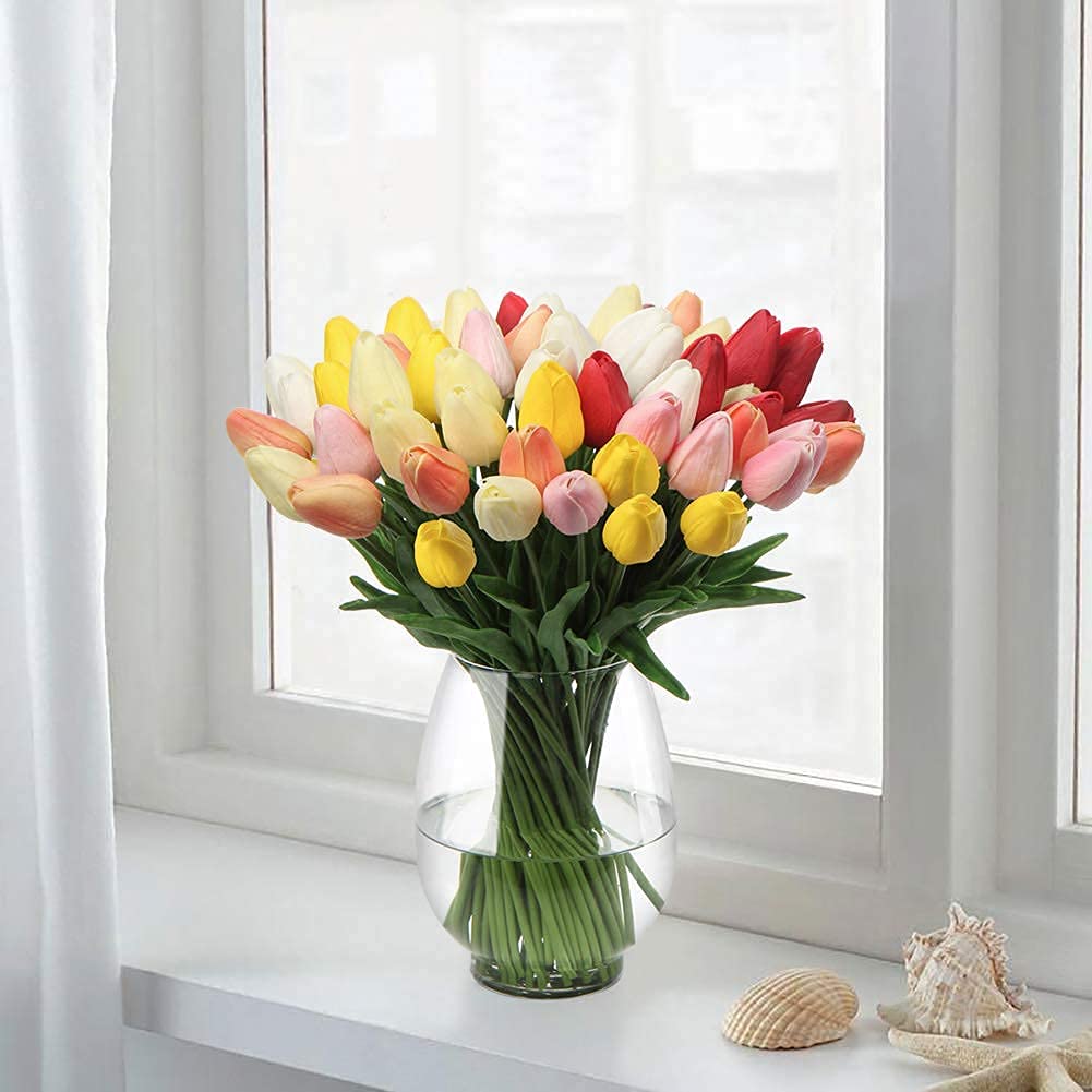 20 Pcs Real Touch Artificial Tulips - 13.5