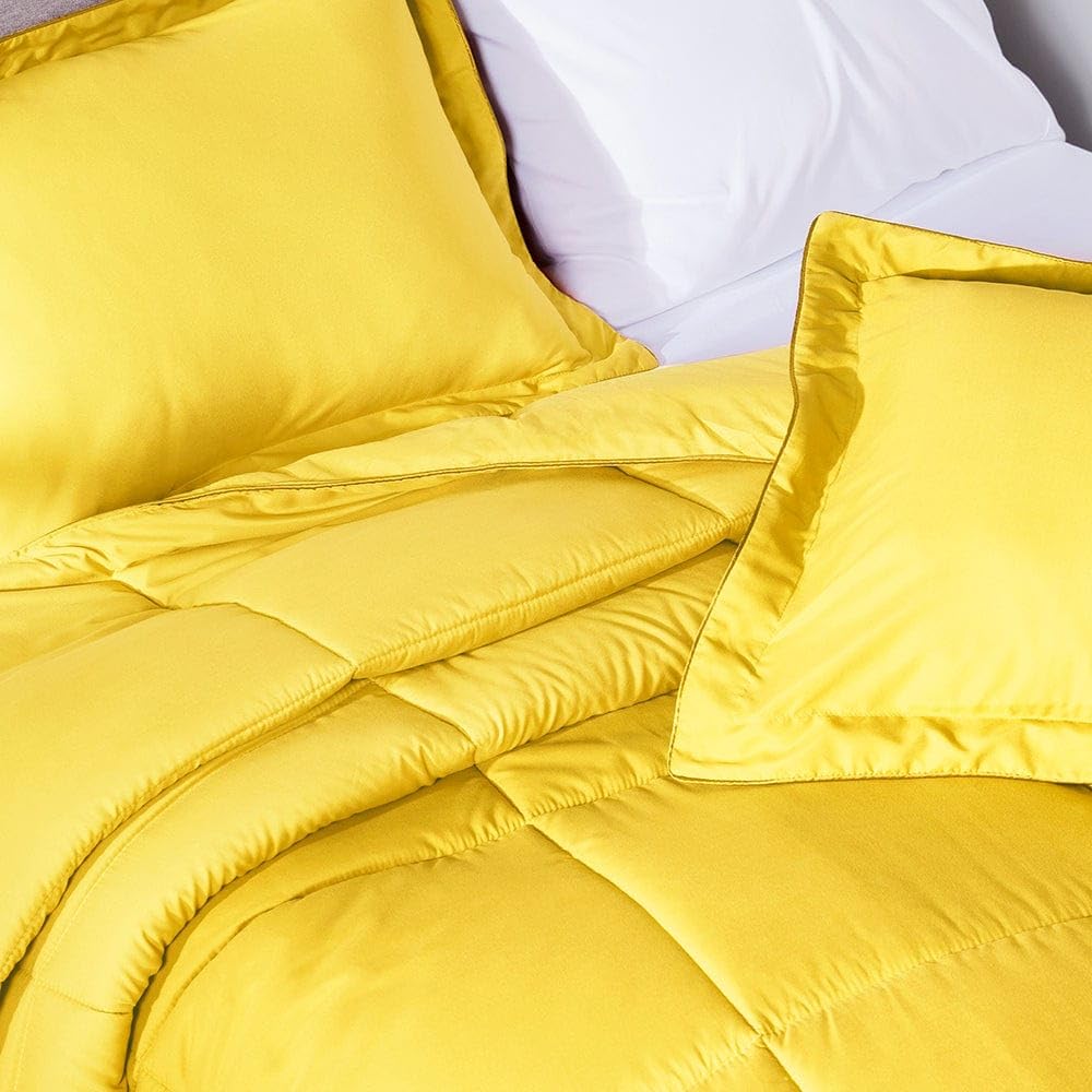 PeachSkinSheets Night Sweats Cooling Comforter Set - 1500TC Ultra Soft Twin/XL Twin Oversized Bedding in Zesty Lemon | Perfect for Hot Sleepers & Temperature Regulation