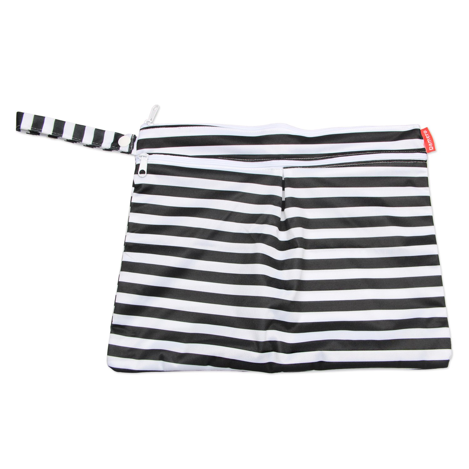 Damero 3-Piece Waterproof Wet Dry Bag Set with Handle - Perfect for Diapers, Pump Parts, Swimsuits & Travel Essentials - Compact & Portable for On-the-Go Parents (Black Stripes) | Ideal for Daycare, Beach Trips & Gym Use