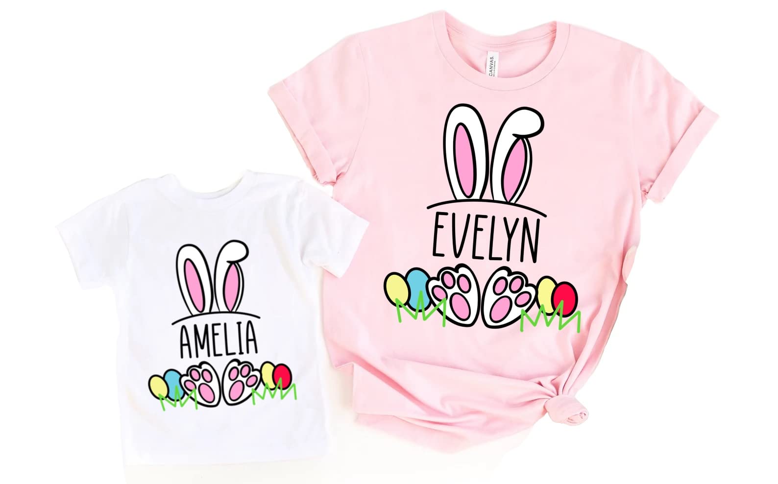 Custom Bunny Rabbit Easter T-Shirts for Kids - Personalized Baby & Toddler Graphic Tees with Pastel Easter Egg Designs - Cute Casual Tops for Boys & Girls - Perfect for Easter Celebrations, Church Events & Spring Family Photos