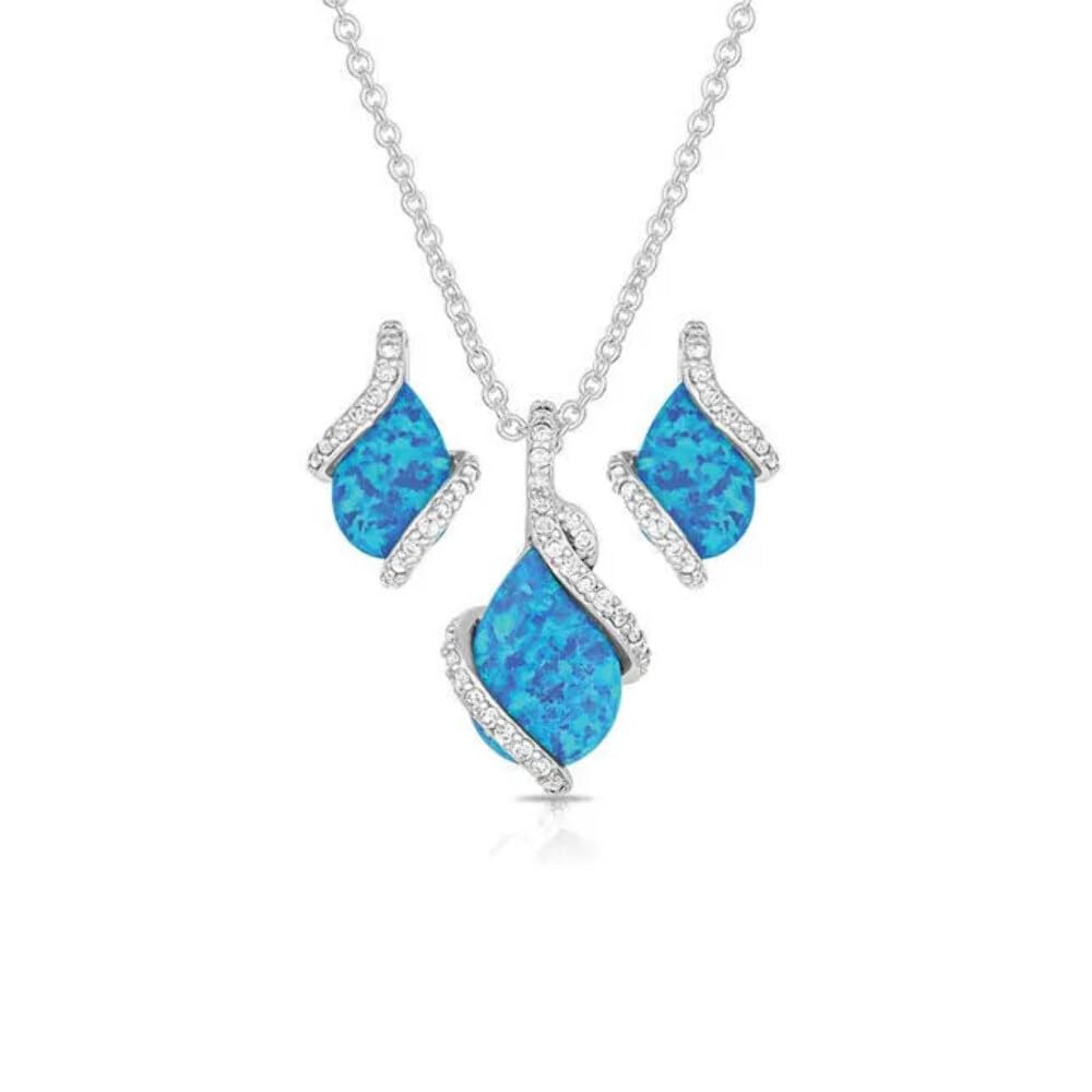 Montana Silversmiths Women's Silver River Lights Pond of Luck Necklace & Earrings Set - One Size - Perfect for Gifts, Weddings & Special Occasions