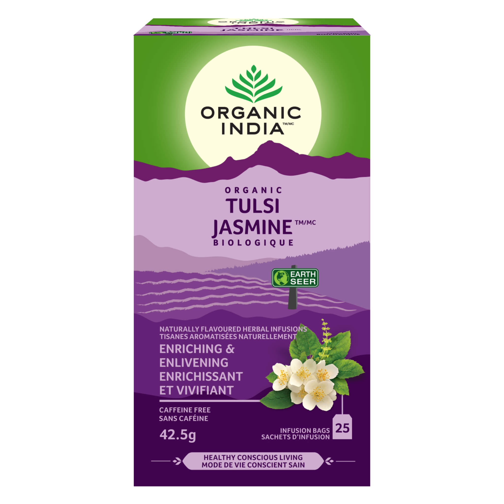 Organic Caffeine-Free Tulsi Jasmine Herbal Tea - Relaxing & Calming Herbal Infusion for Stress Relief & Better Sleep