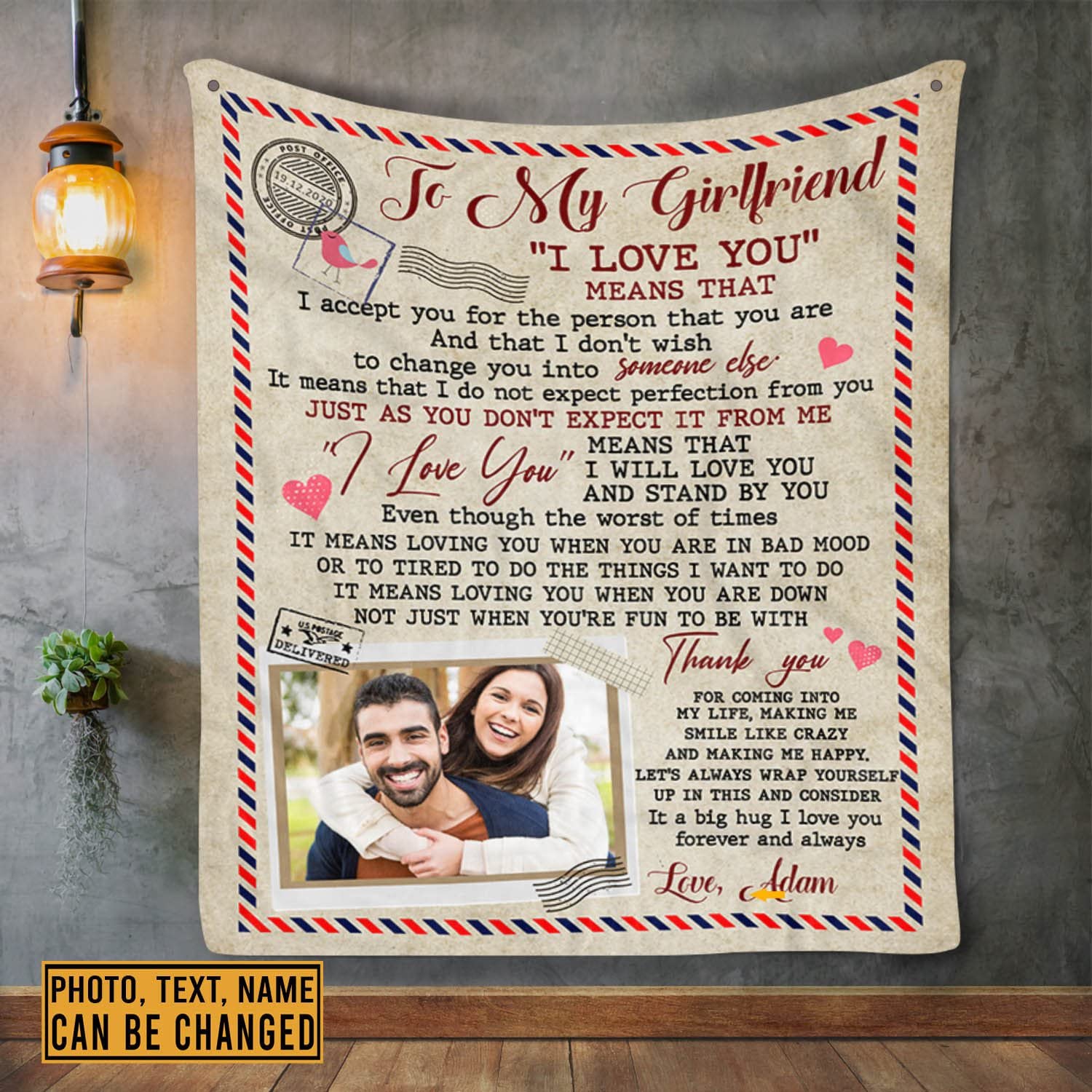 Custom Photo Fleece Blanket - Personalized Valentine's Gift for Couples, Anniversary, I Love You Present - 60x80 Inch Soft Mink & Woven Blanket - Perfect for Cuddling, Home Decor, and Romantic Surprises