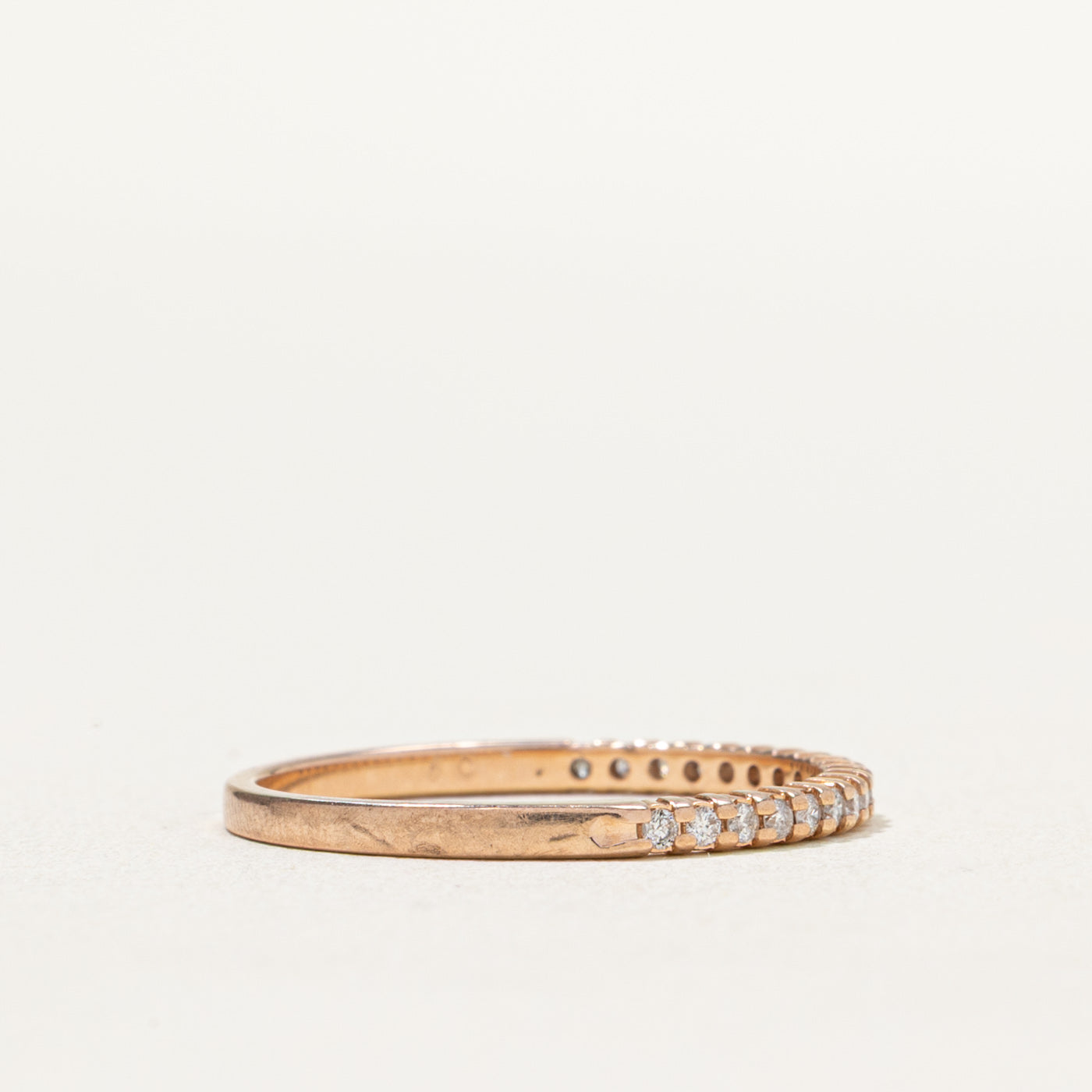 10K Rose Gold Semi Eternity Diamond Wedding Band Ring | 0.19ctw | Size 7 | Perfect for Anniversary, Engagement, or Bridal Jewelry Gift