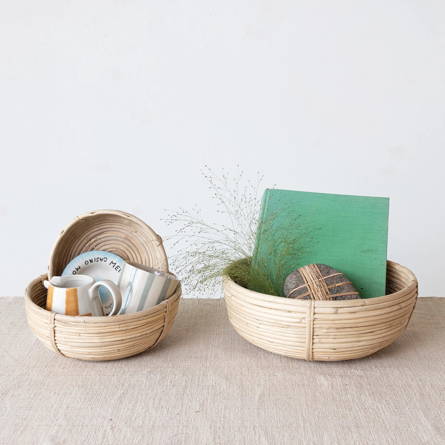 Hand Woven Rattan Bowl - Natural Eco-Friendly Fruit Basket for Kitchen & Dining Decor | Perfect for Serving, Storage & Home Organization