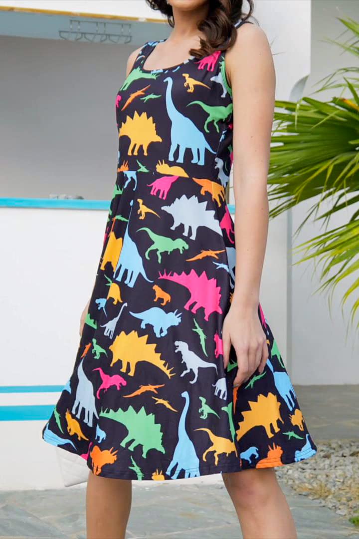 **Fanient Women's Sleeveless Floral Print Sundress - Casual Scoop Neck A-Line Midi Dress for Summer Beach, Vacation & Outdoor Parties**