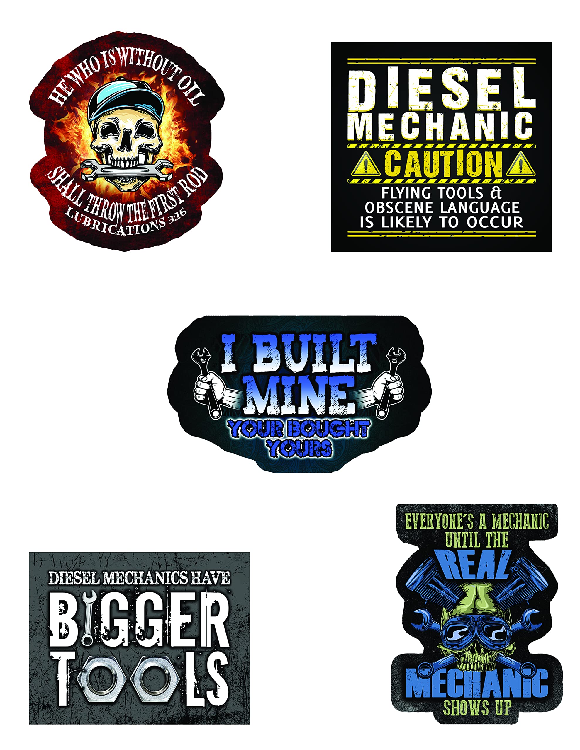 Kakembo Mechanic Stickers and Decals - 25-Pack Durable Vinyl Toolbox & Garage Decoration for Cars, Laptops, Water Bottles - Perfect for DIY Enthusiasts and Automotive Lovers