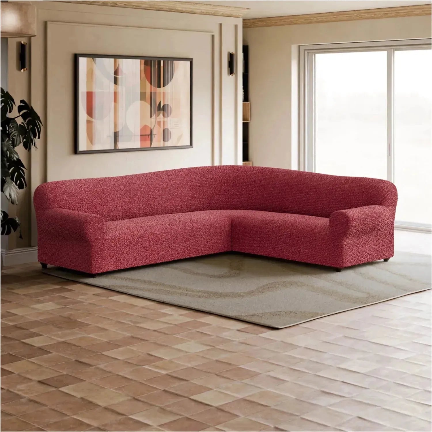 Stylish Corner Sofa Slipcover - Mille Righe Collection | Perfect for Living Room, Home Decor & Furniture Protection