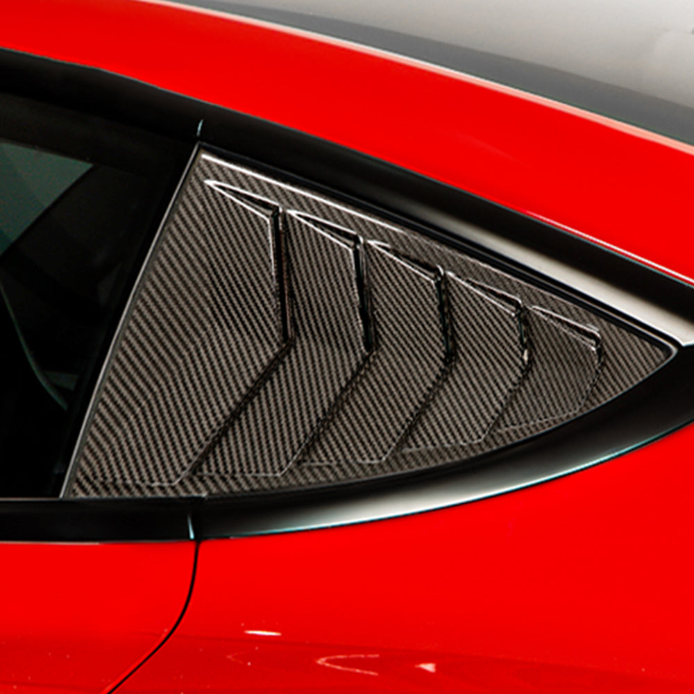 Premium Real Carbon Fiber Rear Side Window Louvers for Tesla Model 3 (2017-2024) - Enhances Style & Aerodynamics - Perfect for Car Enthusiasts & Street Racing