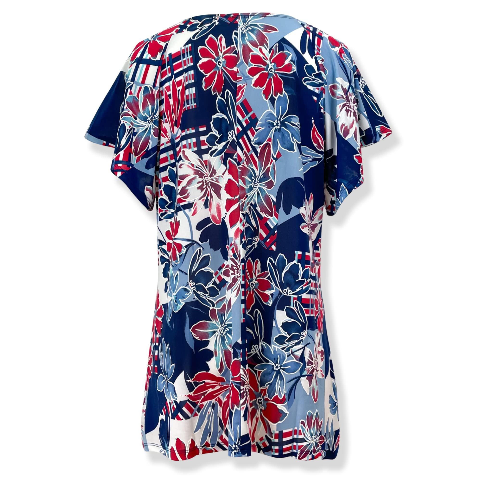 Black Flutter Sleeve Floral Tunic Top for Women - Summer Outfits