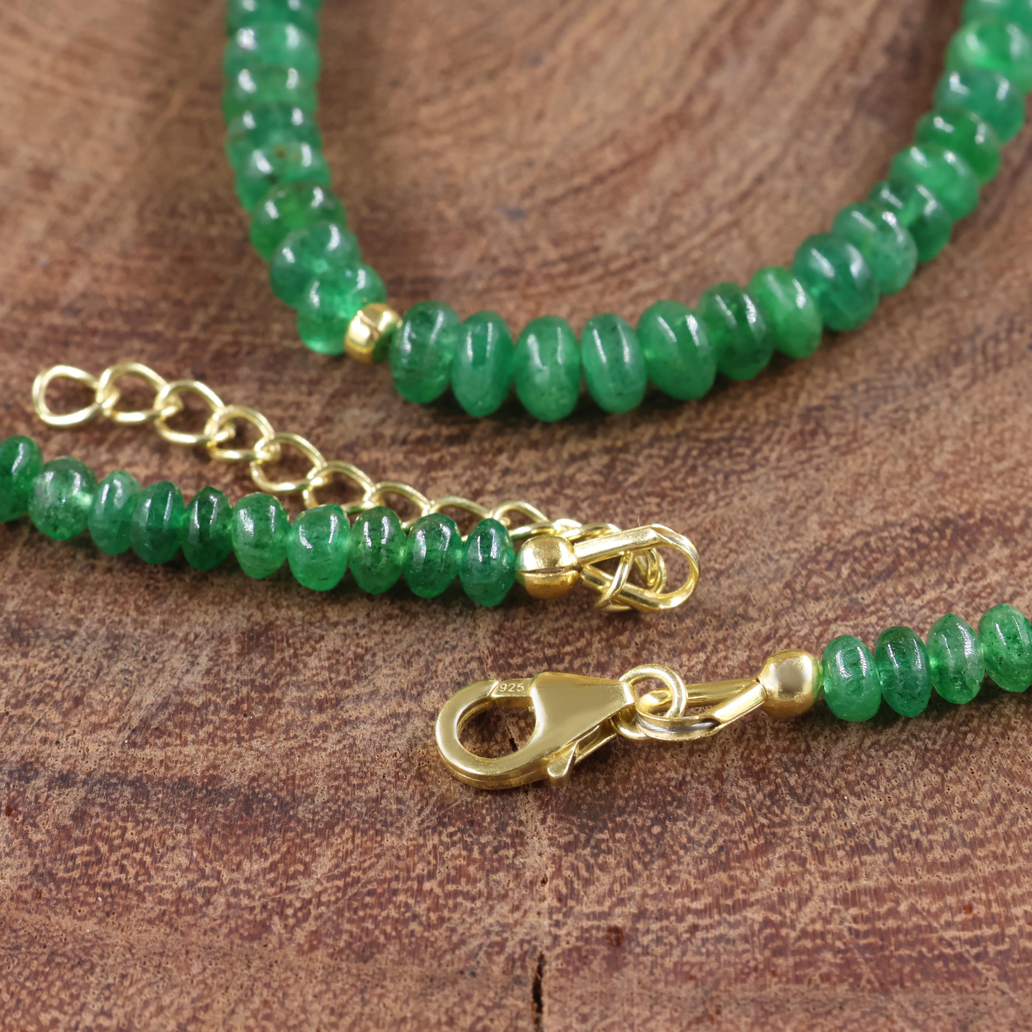 Natural Emerald Smooth Beaded Handmade Necklace for Women - Elegant Jewelry Gift for Her, Perfect for Weddings, Parties & Special Occasions