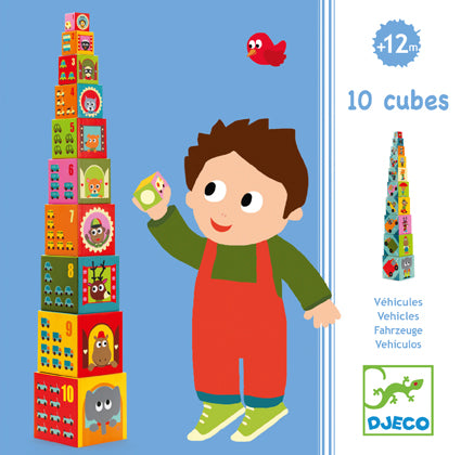 10-Piece Vehicle Stacking Blocks Set - STEM Learning Toys for Toddlers & Kids - Perfect for Playtime, Early Education & Creative Building Activities
