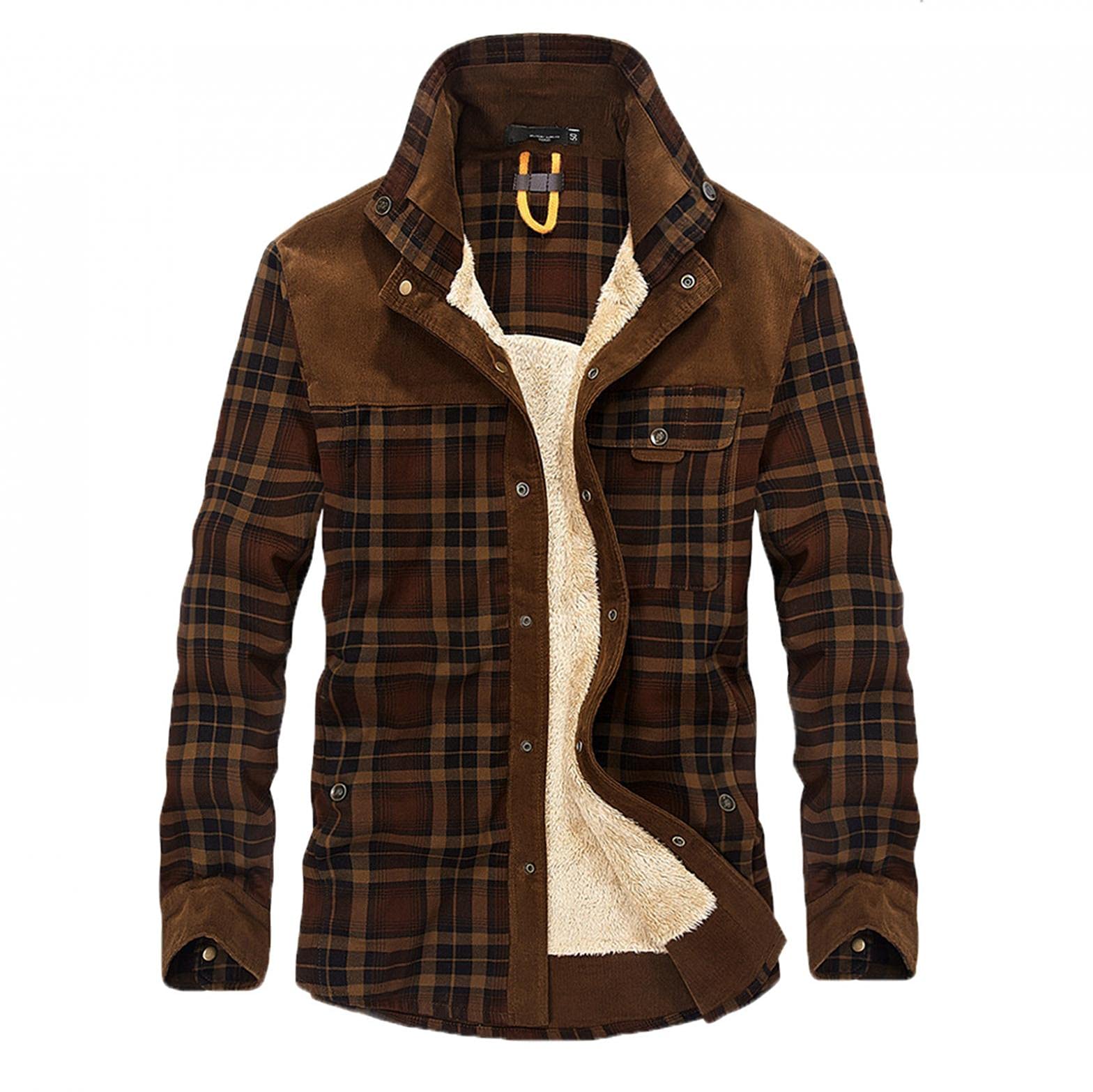 Men's Cotton Plaid Flannel Shirt - Lightweight Winter Jacket, Regular Fit Casual Button Down Shirt for Outdoor Activities & Layering